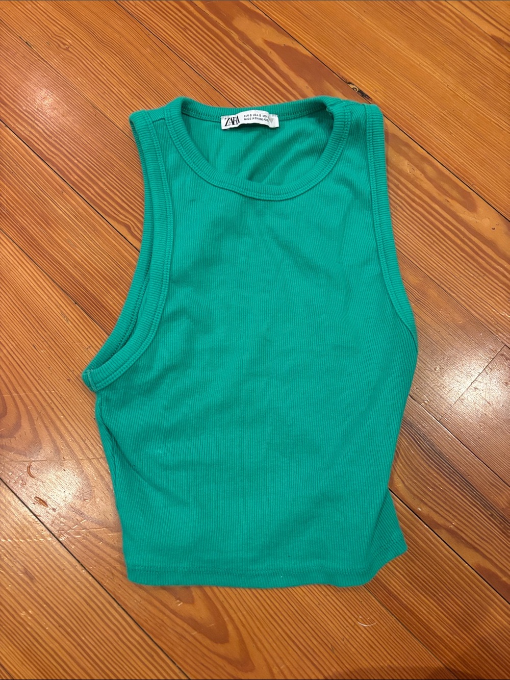 Zara Teal Ribbed Tank Top